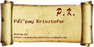 Pápay Krisztofer névjegykártya