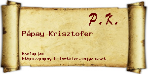 Pápay Krisztofer névjegykártya